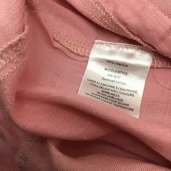 BYLYSE SPENARD 100% linen pedal pusher pants wide leg trouser pink summer Medium - Picture 6 of 12